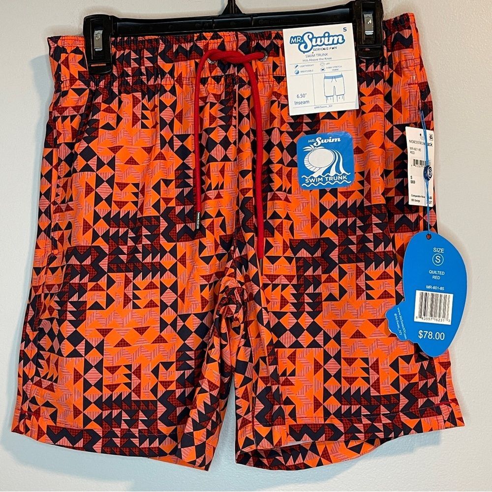 Mr. Swim Men's Red Quilted Swim Short Small